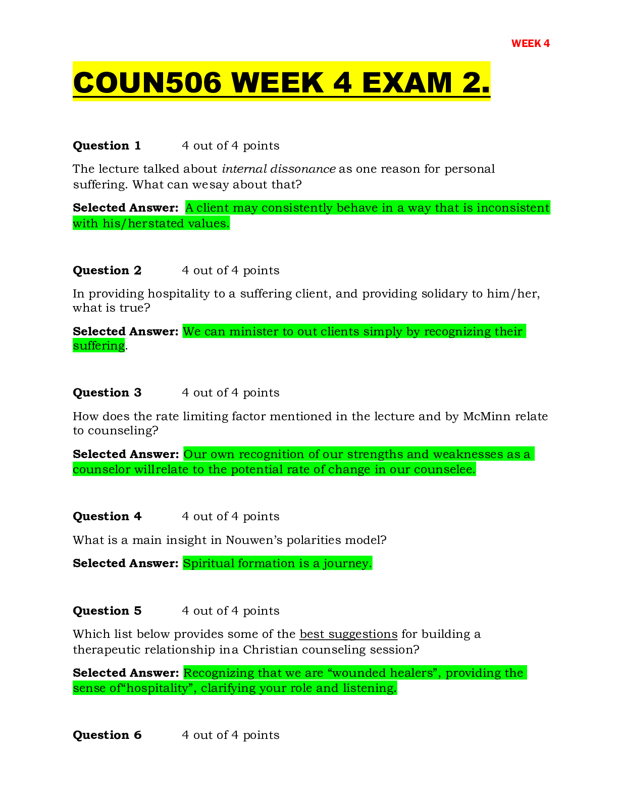 Preview image for Exam 2 COUN 506 Week 4 QUESTIONS WITH COMPLETE SOLUTIONS